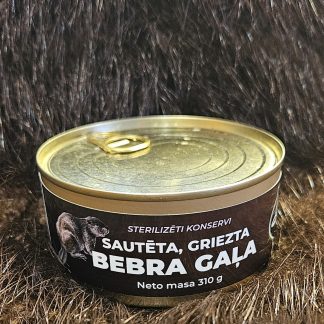 Sautēta, griezta bebra gaļas konservs